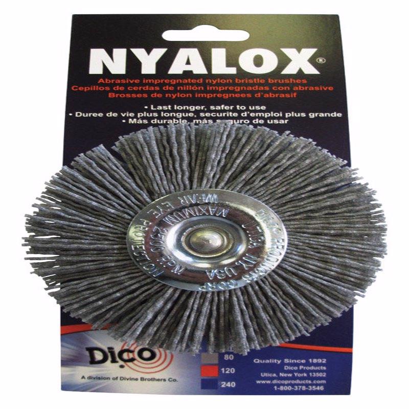 DICO - Dico NYALOX 4 in. Coarse Crimped Mandrel Mounted Wheel Brush Nylon 2500 rpm 1 pc