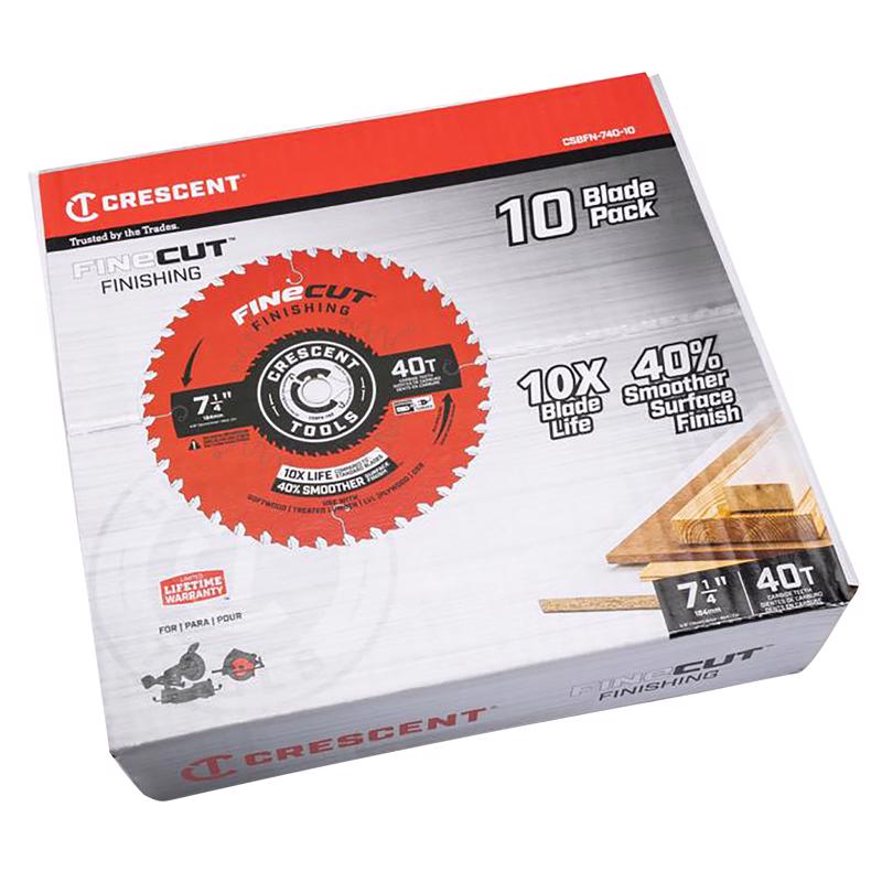 CRESCENT - Crescent Finecut 7-1/4 in. D X 5/8 in. Carbide Tipped Finishing Saw Blade 40 teeth 10 pk - Case of 10