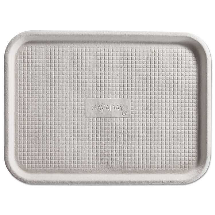 Chinet - Savaday Molded Fiber Flat Food Tray, 1-Compartment, 16 x 12, White, Paper, 200/Carton