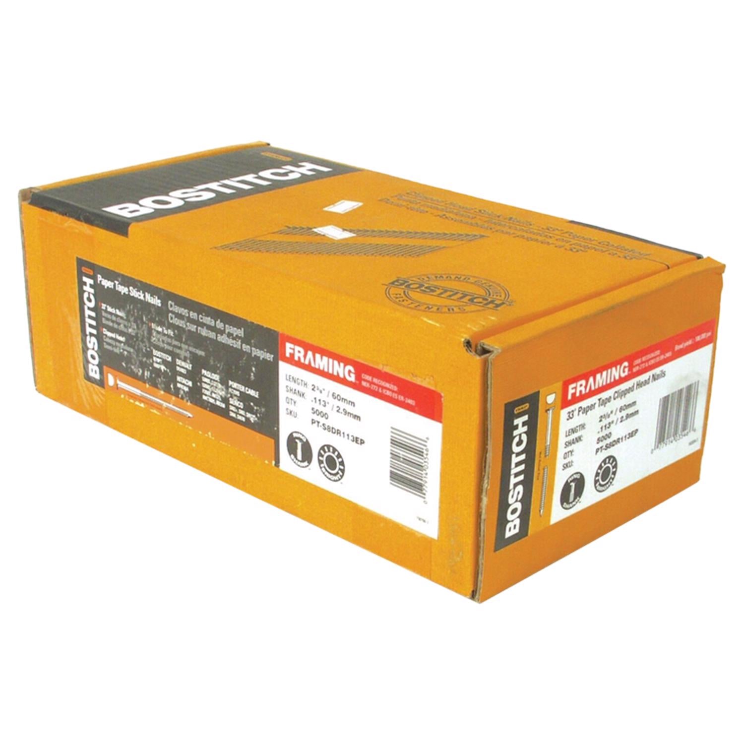 Bostitch 2-3/8 in. L X 11 Ga. Straight Strip Coated Framing Nails 21 deg 5000 pk