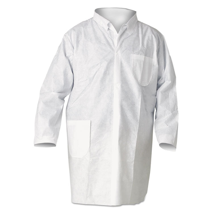 KleenGuard - A20 Breathable Particle Protection Lab Coat, Snap Closure/Open Wrists/Pockets, Large, White, 25/Carton