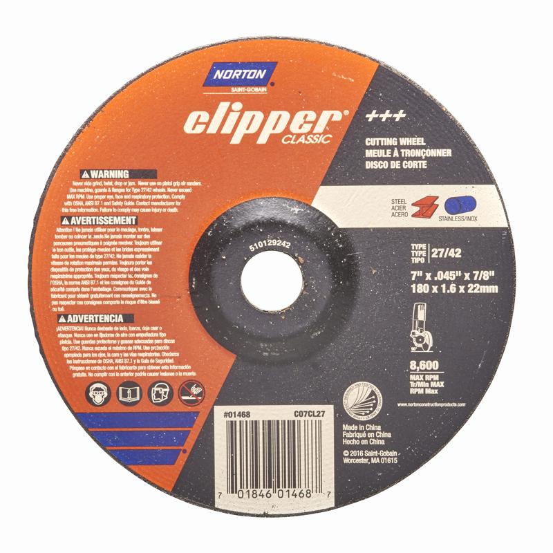 NORTON - Norton Clipper 7 in. D X 7/8 in. Aluminum Oxide Classic Cut-Off Wheel 1 pk [70184601468]