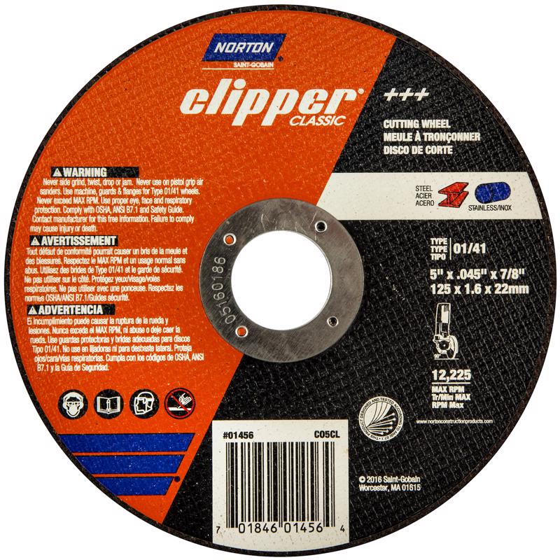 NORTON - Norton Clipper 5 in. D X 7/8 in. Aluminum Oxide Classic Cut-Off Wheel 1 pk [70184601456]