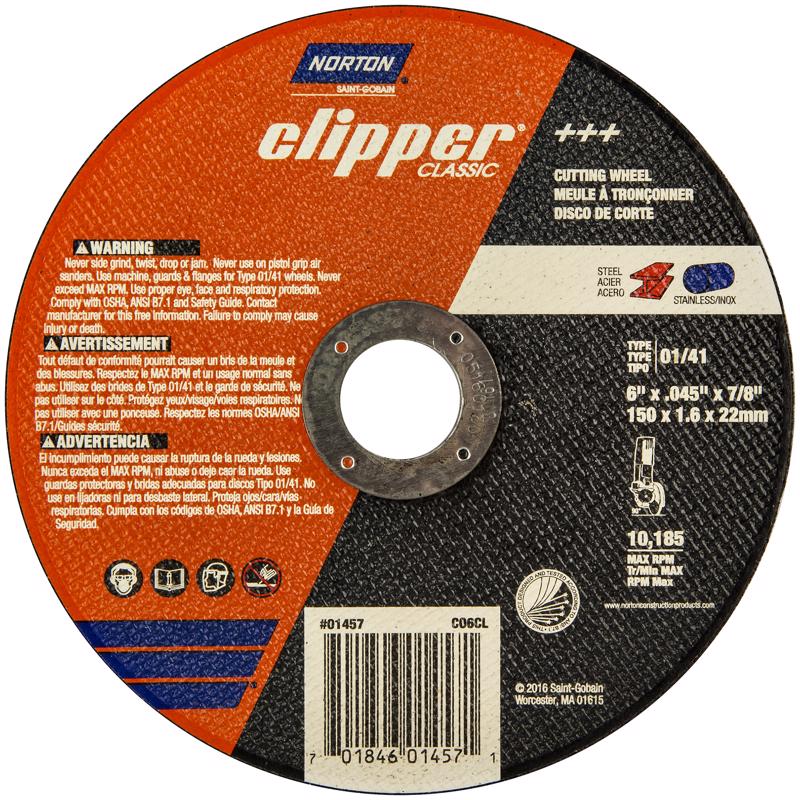 NORTON - Norton Clipper 6 in. D X 7/8 in. Aluminum Oxide Classic Cut-Off Wheel 1 pk [70184601457]