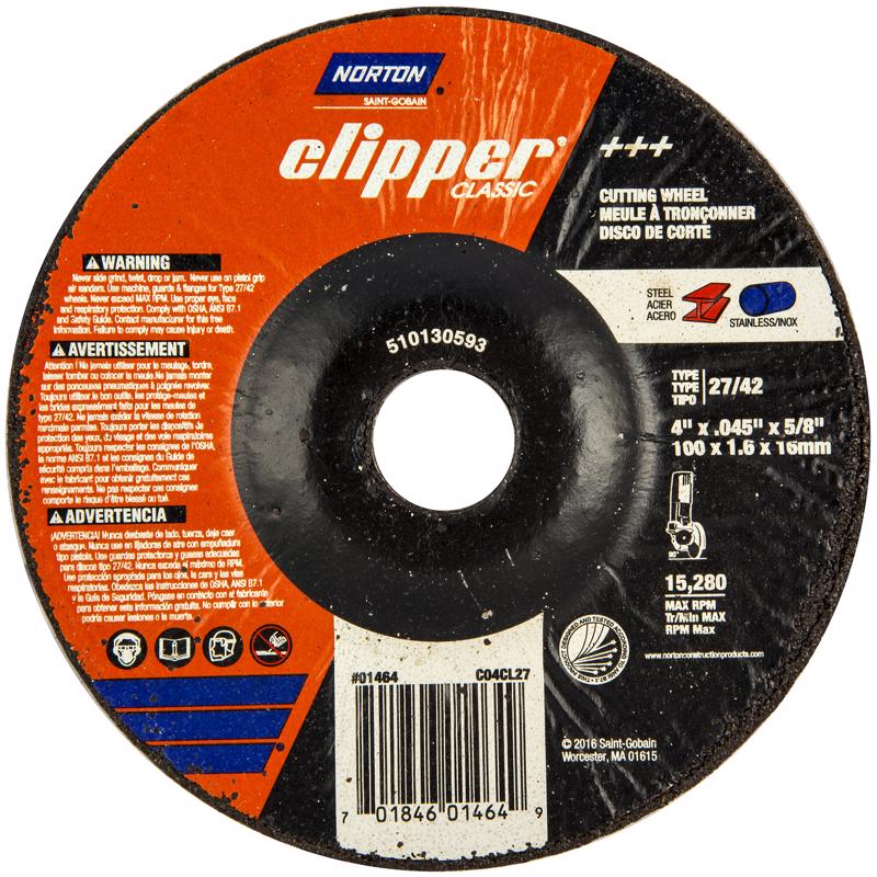 NORTON - Norton Clipper 4 in. D X 5/8 in. Aluminum Oxide Classic Cut-Off Wheel 1 pk [70184601464]