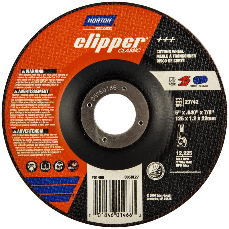 NORTON - Norton Clipper 5 in. D X 7/8 in. Aluminum Oxide Classic Cut-Off Wheel 1 pk [70184601466]