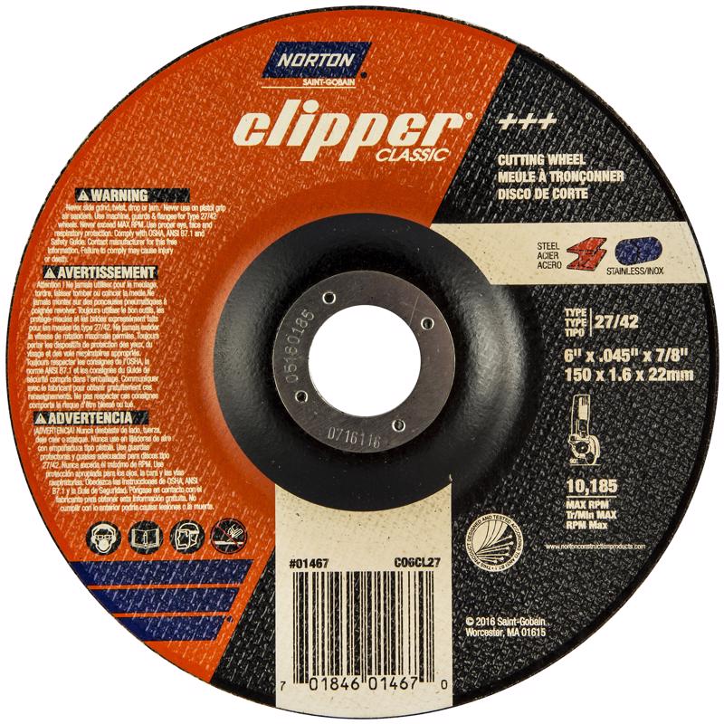 NORTON - Norton Clipper 6 in. D X 7/8 in. Aluminum Oxide Classic Cut-Off Wheel 1 pk [70184601467]