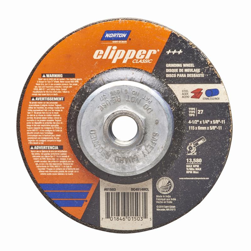 NORTON - Norton Clipper 4-1/2 in. D X 5/8-11 in. Classic Grinding Wheel [70184601503]