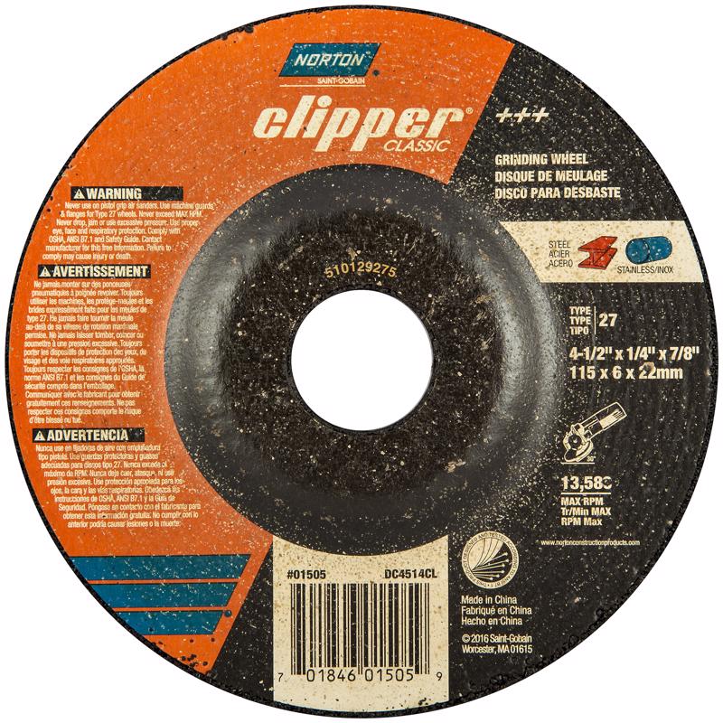 NORTON - Norton Clipper 4-1/2 in. D X 7/8 in. Classic Grinding Wheel