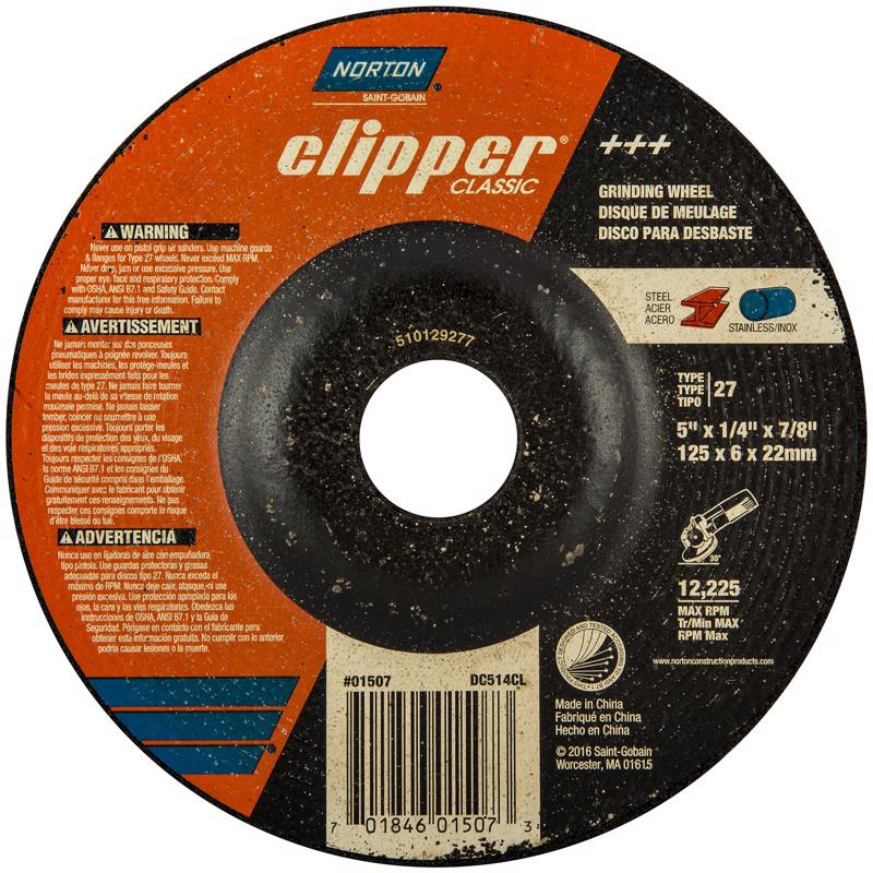 NORTON - Norton Clipper 5 in. D X 7/8 in. Classic Grinding Wheel [70184601507]