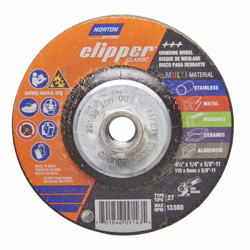 NORTON - Norton Clipper 4-1/2 in. D X 5/8-11 in. Classic Grinding Wheel [70184609143]