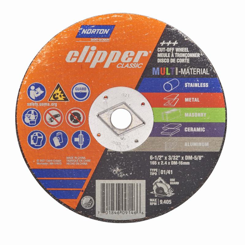 NORTON - Norton Clipper 6-1/2 in. D X 5/8 in. Aluminum Oxide/Silicon Carbide Classic Cut-Off Wheel 1 pc