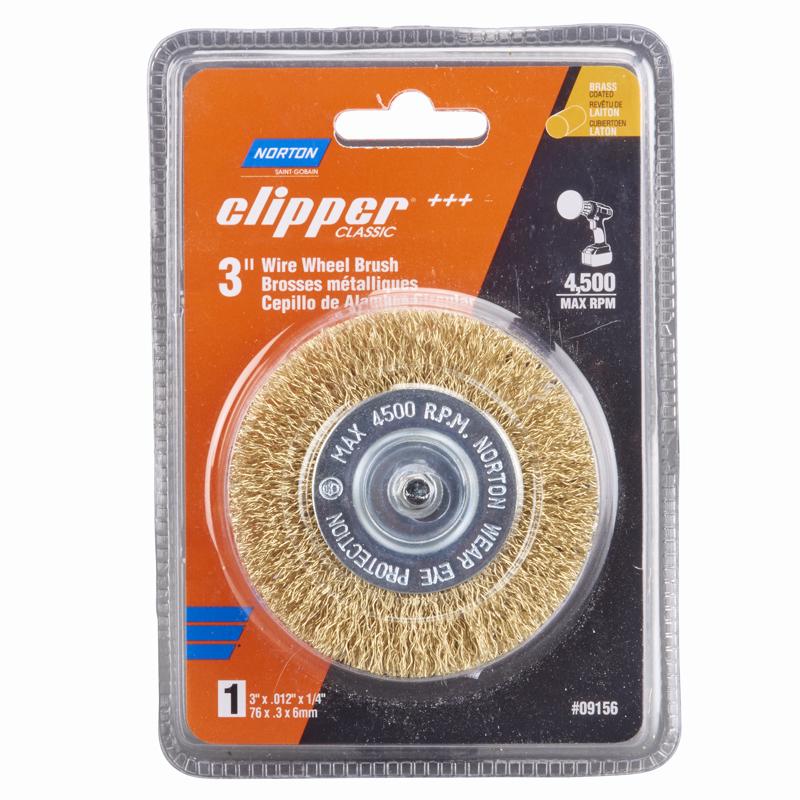 NORTON - Norton Clipper 3 in. Coarse Crimped Wire Wheel Brass 4500 rpm 1 pc