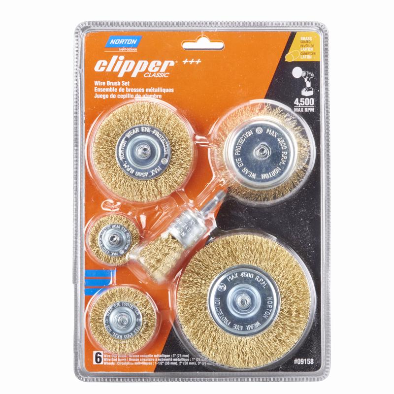 NORTON - Norton Clipper 1 in. Wire Wheel Brush Brass 4500 rpm 6 pc