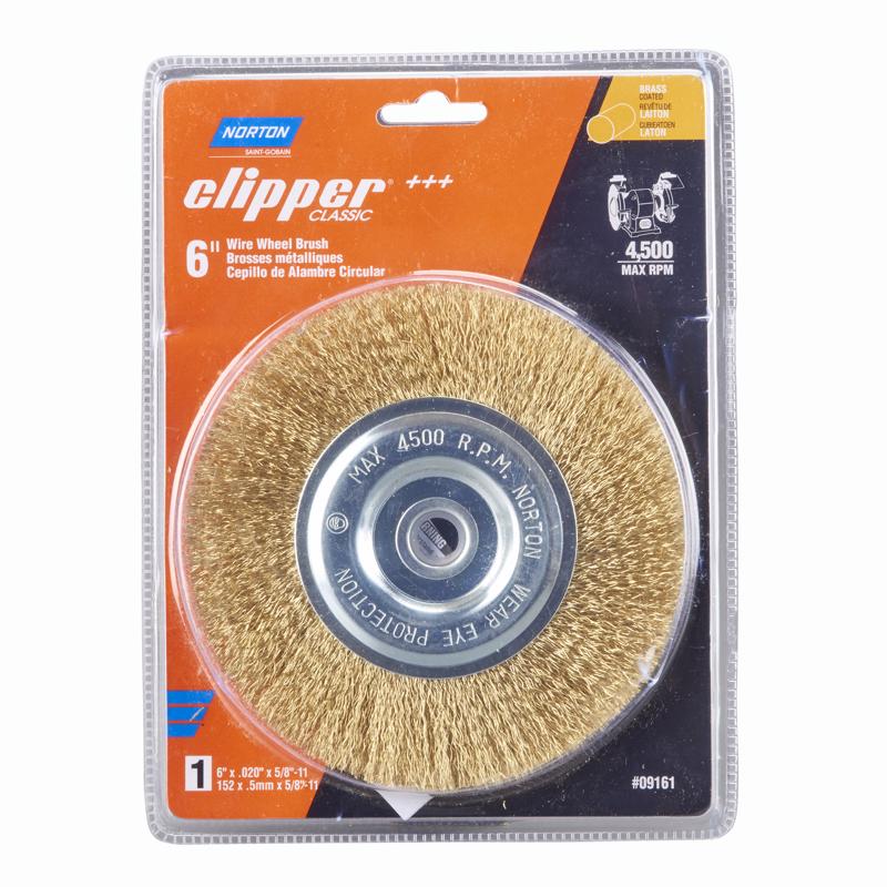 NORTON - Norton Clipper 6 in. Coarse Crimped Wire Wheel Brush Brass 4500 rpm 1 pc