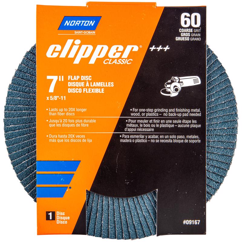 NORTON - Norton Clipper 7 in. D X 5/8-11 in. Zirconia Alumina/X-Wt Cotton Flap Disc 60 Grit 1 pk