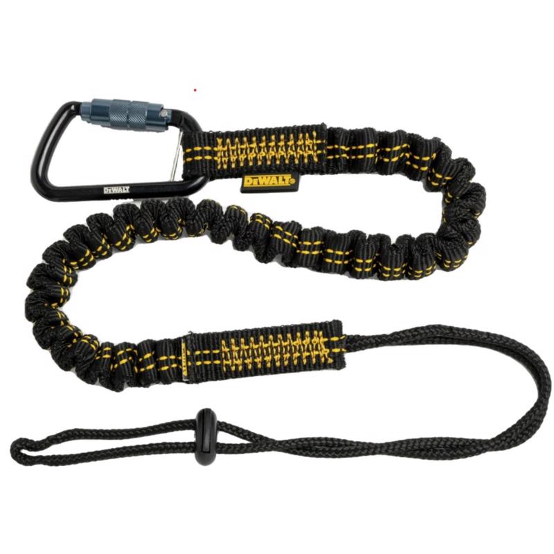 DEWALT - DeWalt Aluminum/Polyester Single Leg Lanyard 32 in. L 15 lb. cap. Black/Yellow 1 pc