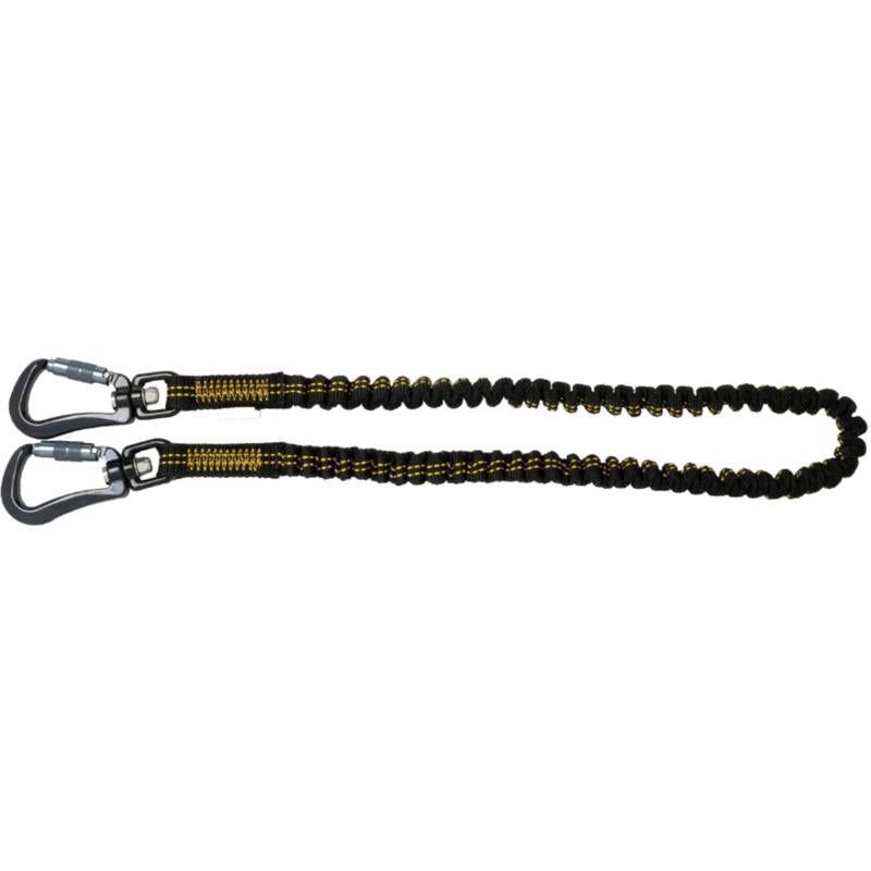 DEWALT - DeWalt Aluminum/Polyester Dual Carabiner Lanyard 41 in. L 15 lb. cap. Black/Yellow 1 pc