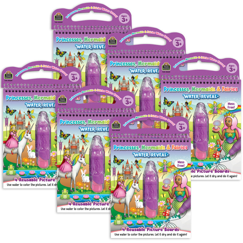 TEACHER CREATED RESOURCES - Princesses, Mermaids & Fairies Water Reveal Book, 6 Sets