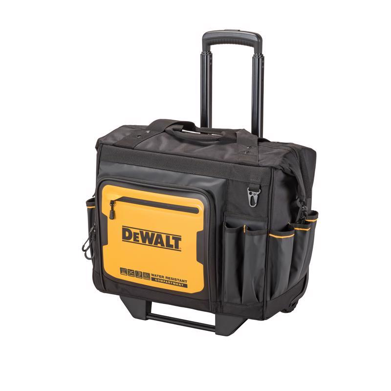 DEWALT - DeWalt Ballistic Nylon Tool Bag On Wheels Roller Tool Bag 27 pocket Black/Yellow 1 pc