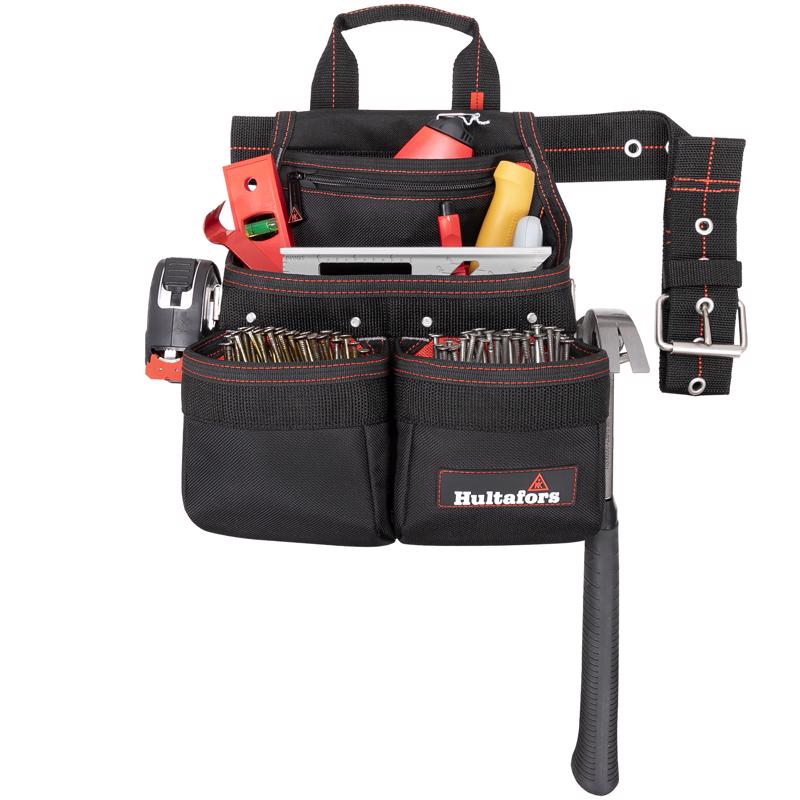 CLC - CLC Hultafors Work Gear Ballistic Polyester Tool and Nail Bag with Belt Black/Red