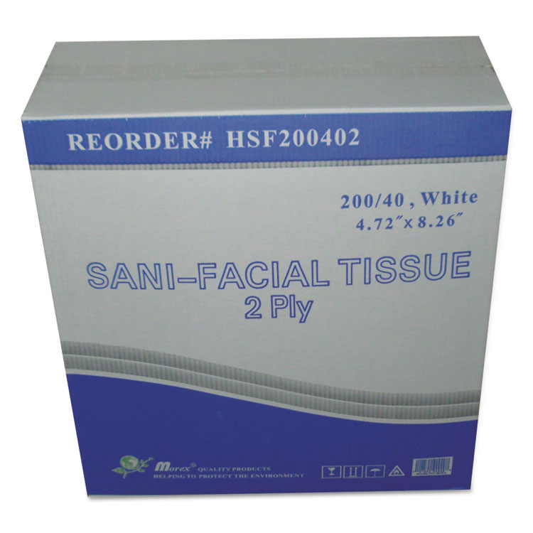 GEN - Sani Facial Tissue, 2-Ply, White, 40 Sheets/Box