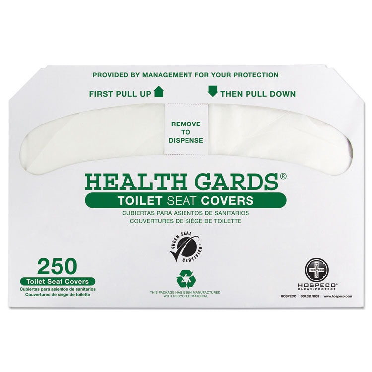 HOSPECO - Health Gards Green Seal Recycled Toilet Seat Covers, 14.25 x 16.75, White, 250/Pack, 4 Packs/Carton