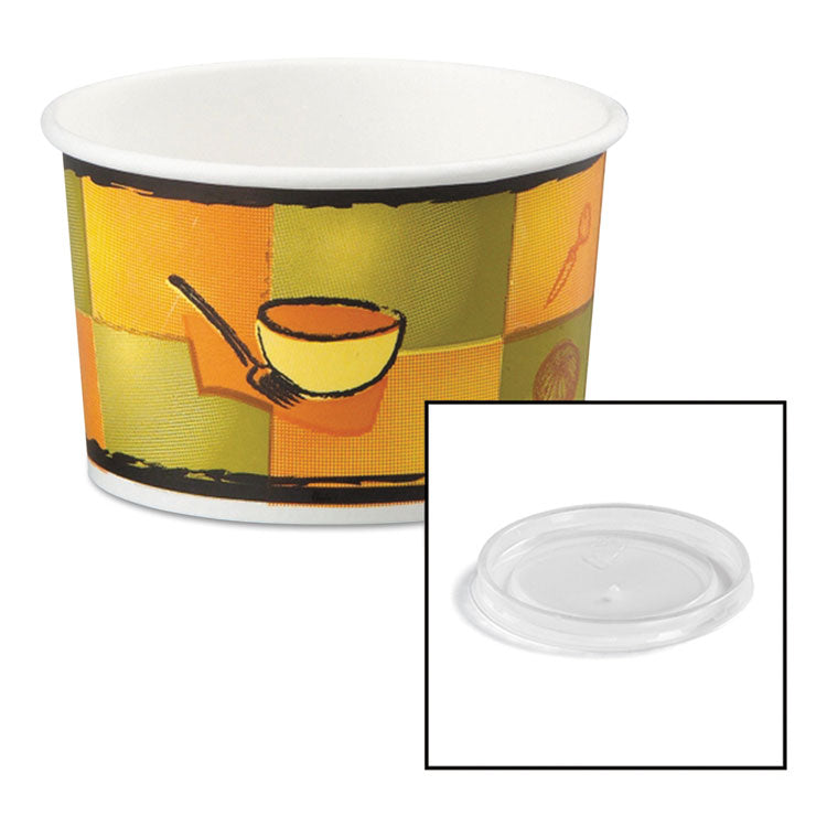 Chinet - Streetside Paper Food Container with Plastic Lid, Streetside Design, 8-10 oz, 250/Carton