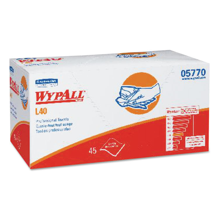 WypAll - L40 Towels, Pro Towels, 12 x 23, White, 45/Box, 12 Boxes/Carton