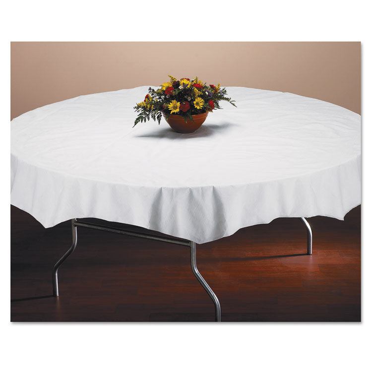 Hoffmaster - Tissue/Poly Tablecovers, 82" Diameter, White, 25/Carton