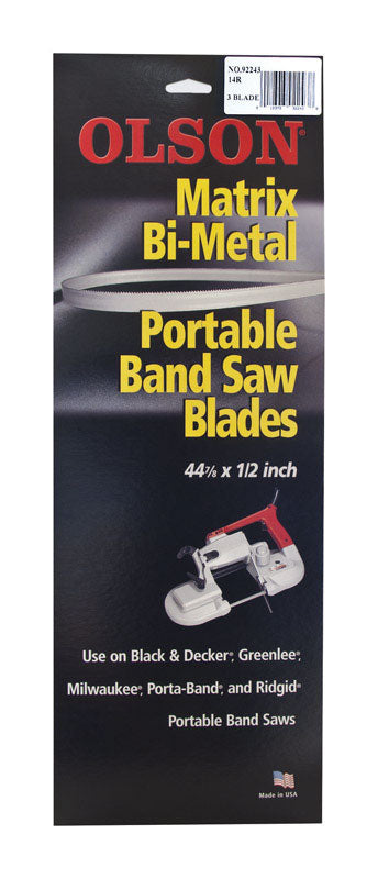 OLSON - Olson 44.9 in. L X 0.5 in. W Bi-Metal Portable Band Saw Blade 14 TPI Regular teeth 3 pk
