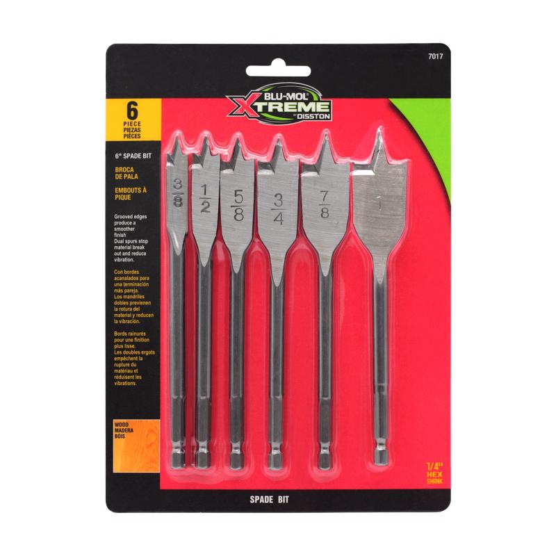 BLU-MOL XTREME - Blu-Mol Xtreme 6 in. L Carbon Steel Spade Bit Set Hex Shank 6 pc
