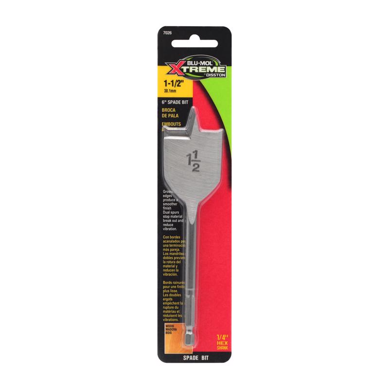 BLU-MOL XTREME - Blu-Mol Xtreme 1-1/2 in. X 6 in. L Carbon Steel Spade Bit Hex Shank 1 pk