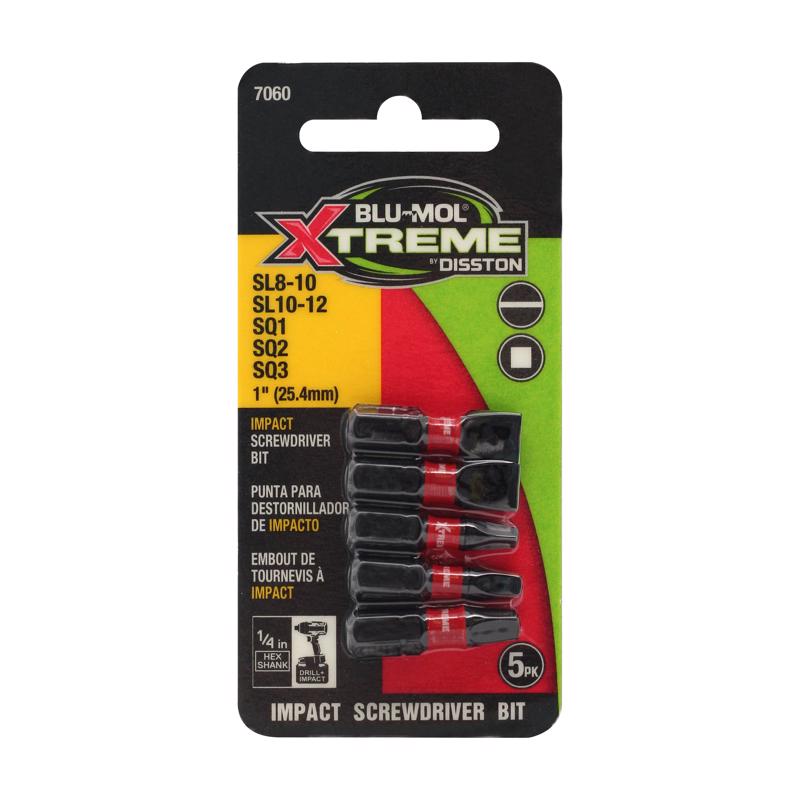 BLU-MOL XTREME - Blu-Mol Xtreme Assorted 1 in. Impact Driver Bit Set S2 Tool Steel 5 pc