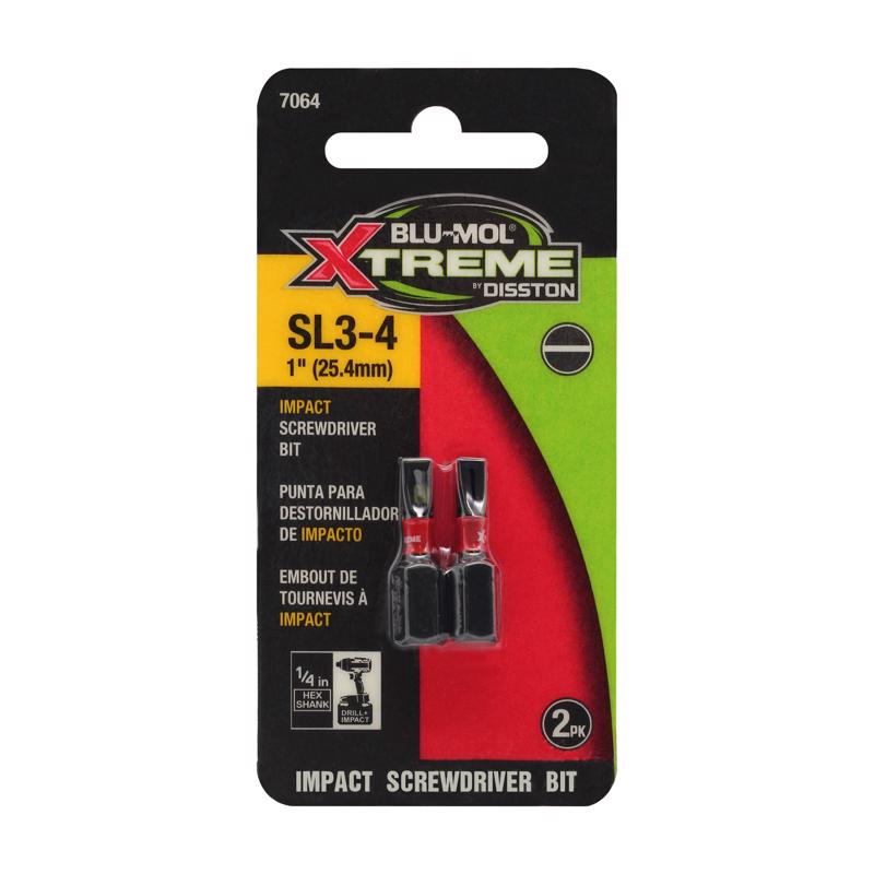 BLU-MOL XTREME - Blu-Mol Xtreme Slotted #3/#4 X 1 in. L Screwdriver Bit S2 Tool Steel 2 pc
