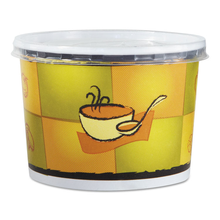 Chinet - Streetside Squat Paper Food Container with Lid, Streetside Design, 12 oz, 250/Carton