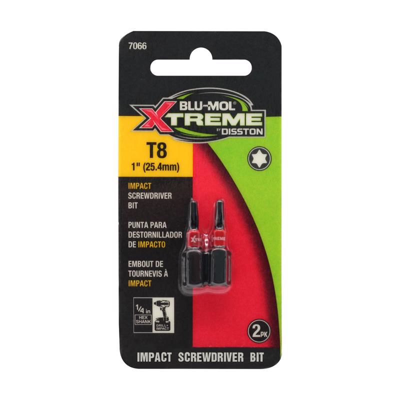 BLU-MOL XTREME - Blu-Mol Xtreme Torx 8 X 1 in. L Screwdriver Bit S2 Tool Steel 2 pc