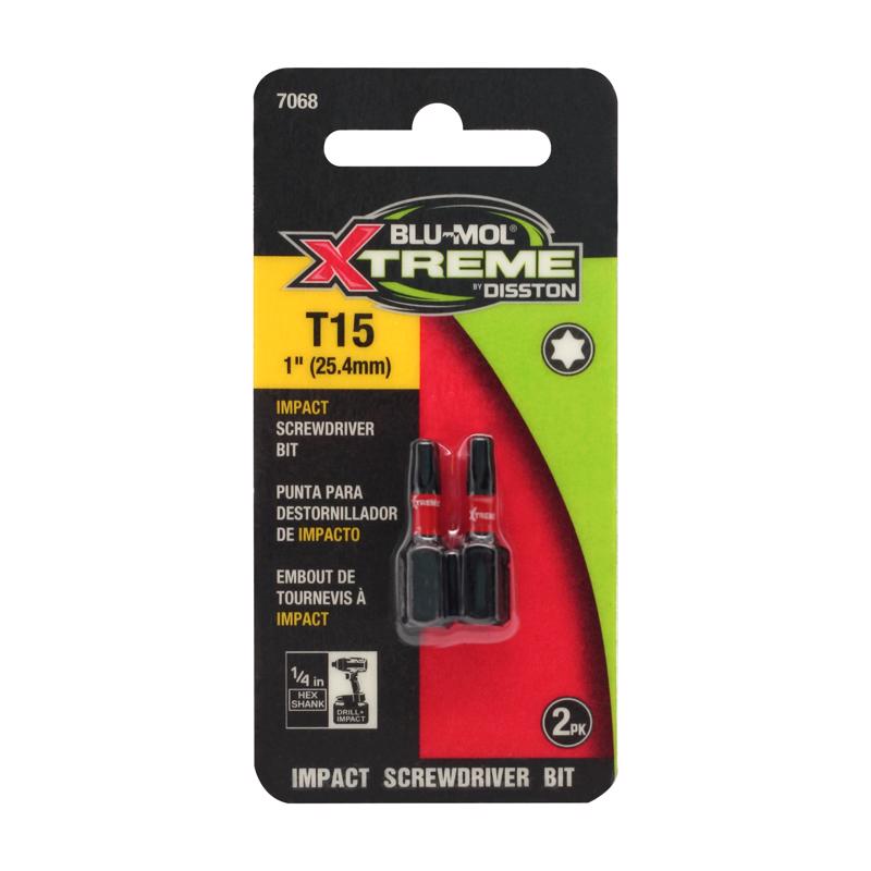 BLU-MOL XTREME - Blu-Mol Xtreme Torx 15 X 1 in. L Screwdriver Bit S2 Tool Steel 2 pc