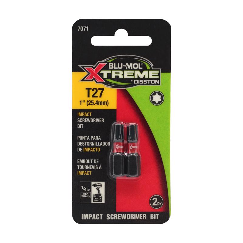 BLU-MOL XTREME - Blu-Mol Xtreme Torx 27 X 1 in. L Screwdriver Bit S2 Tool Steel 2 pc