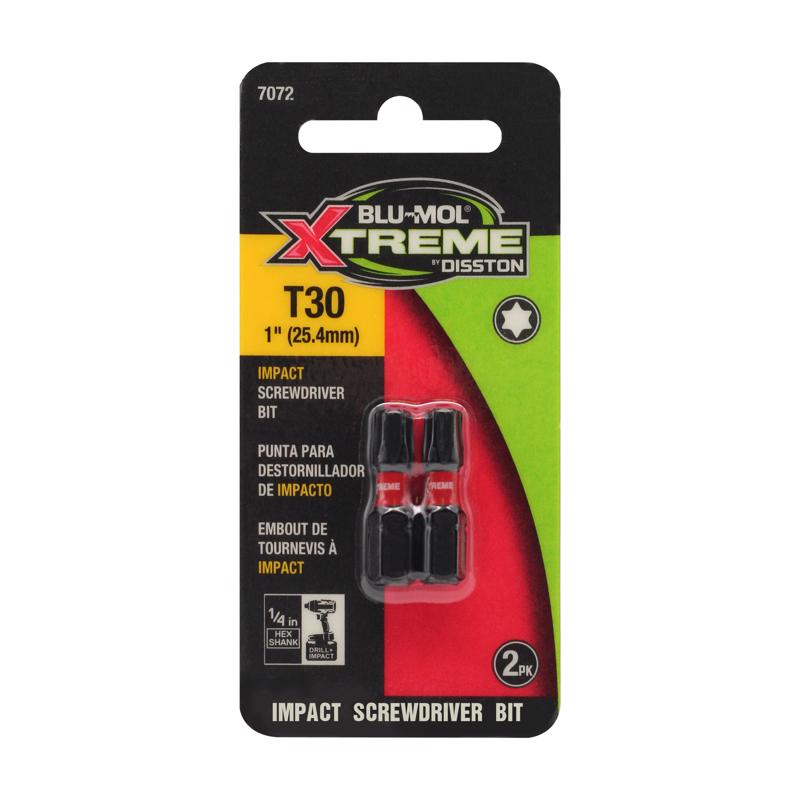 BLU-MOL XTREME - Blu-Mol Xtreme Torx 30 X 1 in. L Screwdriver Bit S2 Tool Steel 2 pc