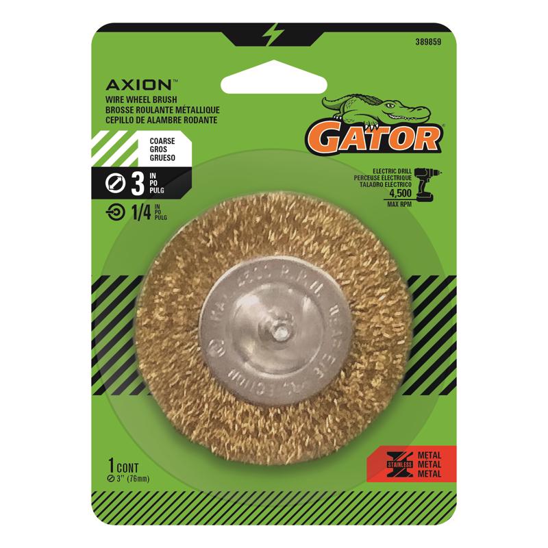 GATOR - Gator 3 in. Coarse Crimped Wire Wheel Brush Brass Coated Steel 4500 rpm 1 pc