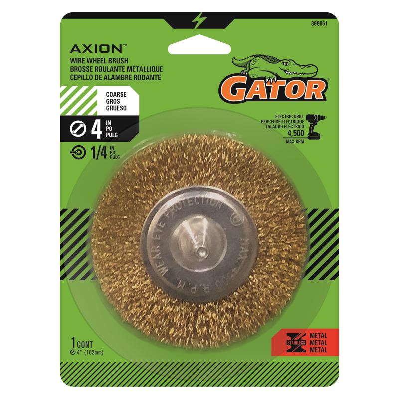 GATOR - Gator 4 in. Coarse Crimped Wire Wheel Brush Brass Coated Steel 4500 rpm 1 pc