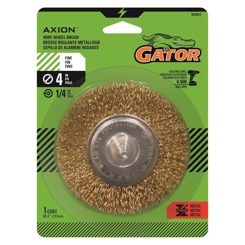 GATOR - Gator 4 in. Fine Crimped Wire Wheel Brush Brass Coated Steel 4500 rpm 1 pc