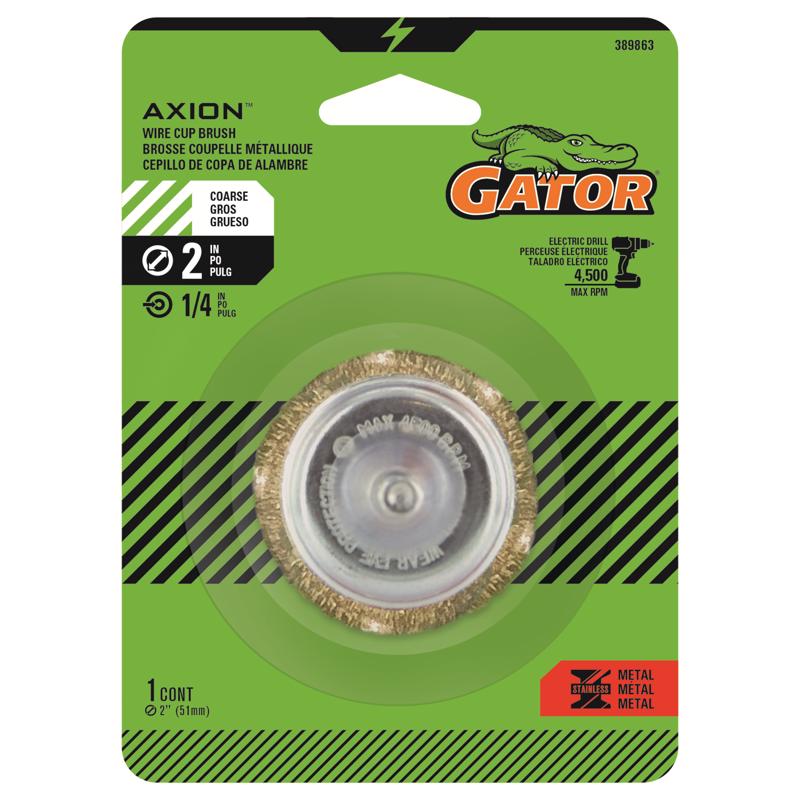 GATOR - Gator 2 in. Coarse Crimped Wire Cup Brush Brass Coated Steel 4500 rpm 1 pc