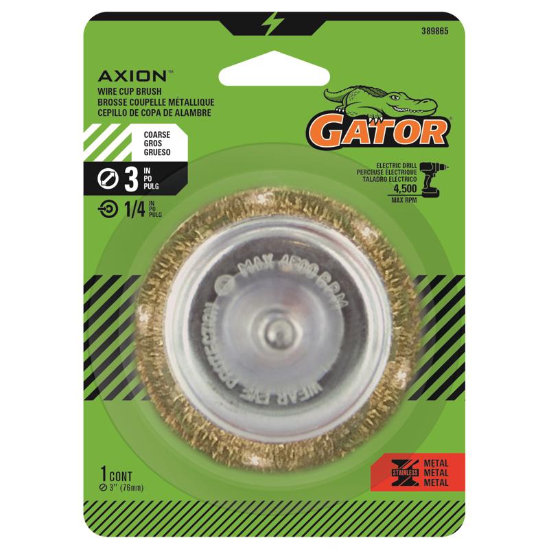 GATOR - Gator 3 in. Coarse Crimped Wire Cup Brush Brass Coated Steel 4500 rpm 1 pc