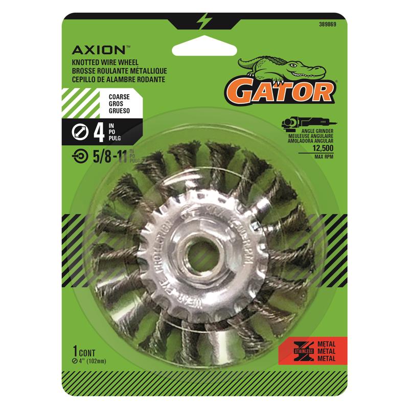 GATOR - Gator 4 in. Coarse Knotted/Twisted Wire Wheel Brass Coated Steel 13300 rpm 1 pc
