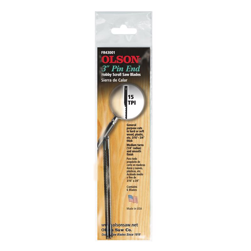 OLSON - Olson 3 in. Carbon Steel Scroll Saw Blade 15 TPI 6 pk