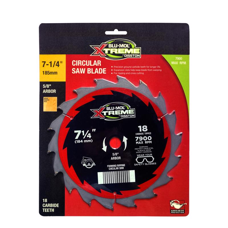 BLU-MOL XTREME - Blu-Mol Xtreme 7-1/4 in. D X 5/8 in. Carbide Tipped Circular Saw Blade 18 teeth 1 each