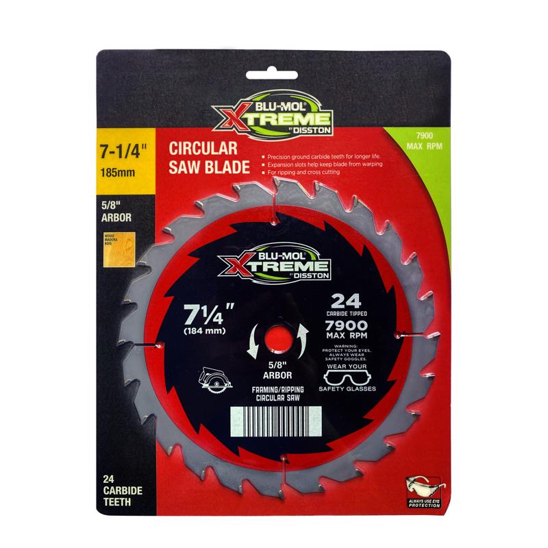 BLU-MOL XTREME - Blu-Mol Xtreme 7-1/4 in. D X 5/8 in. Carbide Tipped Circular Saw Blade 24 teeth 1 each