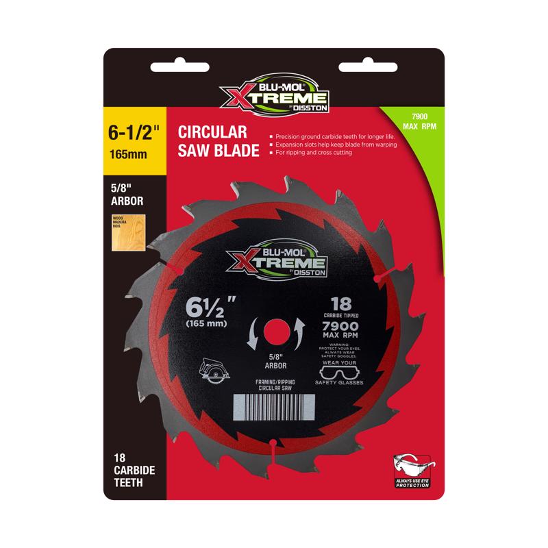 BLU-MOL XTREME - Blu-Mol Xtreme 6-1/2 in. D X 5/8 in. Carbide Tipped Circular Saw Blade 18 teeth 1 each